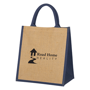 Customized Logo Eco Friendly Advertising Gift Jute <b>Burlap</b> Tote Shopping Bag with Color Stitching - Product Image 3