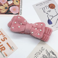 Bandeau perlé avec nœud papillon perlé Bandeau pour le visage spa