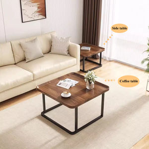 Mesa de centro cuadrada moderna de lujo (2 piezas), tablero de densidad, mesa auxiliar nórdica moderna multifunción, escritorio para sala de estar/dormitorio - Product Image 2