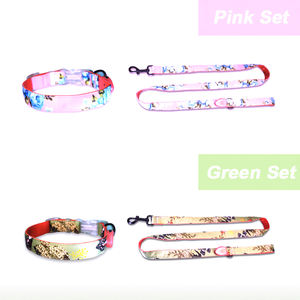 Conjunto de <span class=keywords><strong>collar</strong></span> y correa para mascotas con estampado Floral colorido, arnés de iluminación recargable, cuero suave brillante reflectante personalizado para perros - Product Image 3