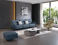 Canapé moderne en cuir véritable trois places, sièges modulaires rembourrés, pieds en métal, rembourrage en éponge, pour salon