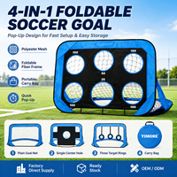 But de football pliable 4 en 1, en maille polyester, avec cadre en fibre portable, pour l'entraînement au tir au football pour enfants, avec sac de transport