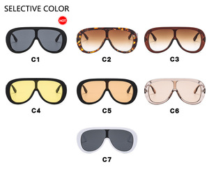 Lunettes de soleil de haute couture 2025, monture carrée monobloc, grande taille, UV400, verres PC anti-reflets, style pilote européen et américain - Product Image 2