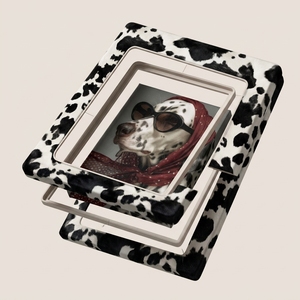Tableau mural de luxe 80x100cm motif Dalmatien, peinture sur toile texturée 3D avec double cadre en similicuir, décoration moderne pour la maison - Product Image 4