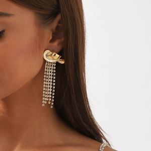 Boucles d'oreilles longues à pampilles de style occidental européen américain pour femmes, alliage, strass, argent vieilli plaqué, pierre de diamant, Evergreat - Product Image 4