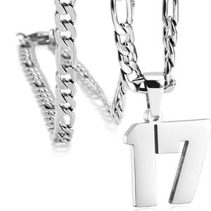 Trendige, versilberte, polierte Edelstahl-Zahlen-Anhänger-Halskette für Herren – Sport, Basketball, Baseball, Fußball – Geschenk - Product Image 1