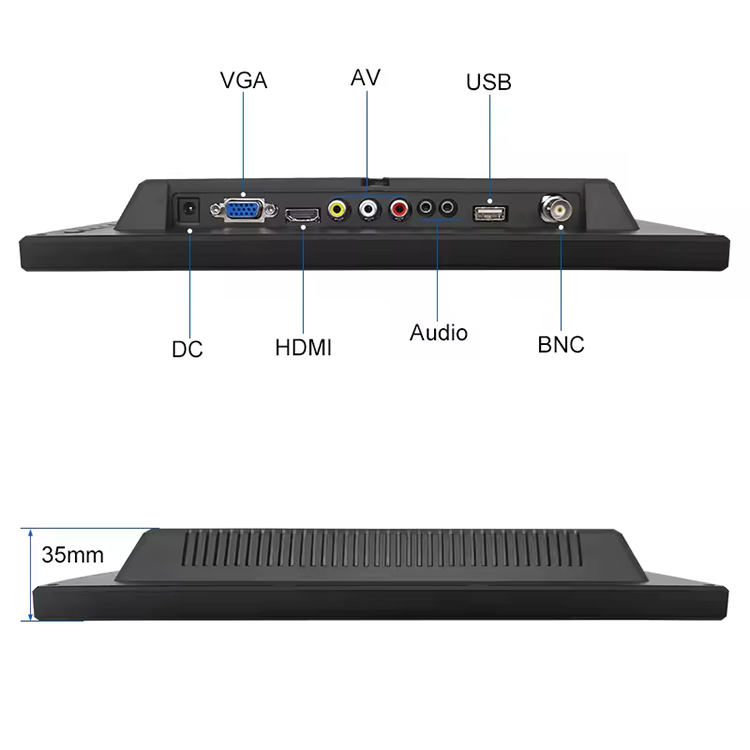 Factory 13.3" Industrial LCD Monitor Full HD 1920x1080 IPS Panel LED Display with Built-in Speaker for Desktop Use