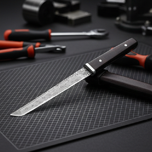 Cuchillo japonés Tanto de acero de Damasco con hoja fija, mango de ébano y acrílico, mini <span class=keywords><strong>cuchillos</strong></span> para acampar y cazar - Product Image 6