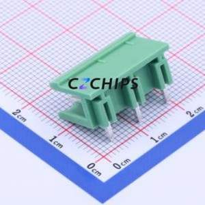KF2EDGR-7.5-3P Plug-in Terminal Block Bent Lead Through Hole,P=7.5mm Connector Board-to-Board / Socket - Open 1x3P 7.5mm Green - Product Image 2
