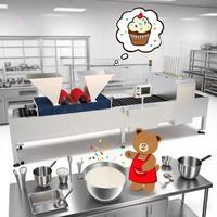 Chaîne de production industrielle entièrement automatique pour pâte à gâteau au chocolat et canneberges, Dorayaki et crêpes, avec mélangeur de fruits et système de refroidissement en acier inoxydable 304