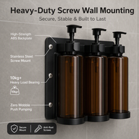 Distributeur de savon mural portable verrouillable à 3 compartiments 500 ml en ABS pour shampoing, après-shampoing et gel douche, rechargeable, pour usage hôtelier