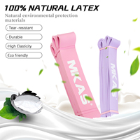 Bande de Résistance en Latex Rose MKAS pour Calisthénie, Fitness, Sport, Entraînement Longue Durée, Pilates, avec Logo
