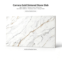 Grande dalle de pierre frittée Carrara Gold brillante, panneau de marbre artificiel pour la décoration de projets hôteliers et commerciaux