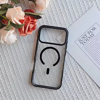 Coques de téléphone Heybingo transparentes magnétiques en TPU+PC couleur bonbon pour 17 Pro Max/16/15/14/13/12/11 - Charge sans fil Diamant