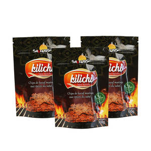 חום מותאם אישית חותם לחות פלסטיק לעמוד למעלה שקיות אריזת בילטונג בשר עם חריץ דמעה - Product Image 6