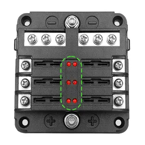 6 Way Fuse Box Blade Fuse Block Holder DC 12V /24V Disjuntor com Fusível e Conectores para Carro Bus Truck Auto Motor