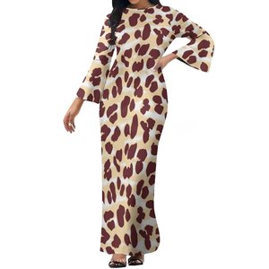 Robe moulante à manches évasées pour femme, imprimé léopard, grande <span class=keywords><strong>taille</strong></span> 6XL, 7XL, <span class=keywords><strong>8XL</strong></span>, fermeture éclair - Product Image 4