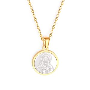 Collar de Acero Inoxidable al por Mayor, Barato, con Colgante de Oro, Joyería para Hombre, Collar Religioso Chapado en Oro de 18K VPD con Concha - Product Image 2