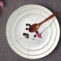 Assiettes à dîner avec motif de marbre blanc, vintage, pour restaurant, en céramique, pour événements, mariage