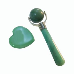 Rouleau de massage en jade vert aventurine et ensemble Gua Sha pour le visage - Product Image 2