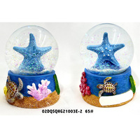 Globe à neige souvenir de plage tropicale des Caraïbes en résine avec logo personnalisé, tortue marine