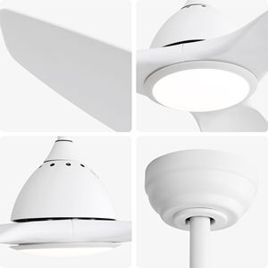 Ventilador de Techo Blanco Bredoom de 52 Pulgadas con Luz, Motor DC, 3 Aspas de ABS, Control Remoto, Diseño Moderno Europeo para Dormitorio - Product Image 4