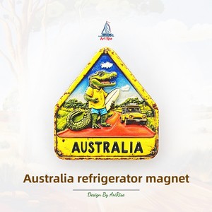 Imán de Refrigerador con Diseño de Cocodrilo Surfista Australiano, con la Esencia Poética de una Persona China, Adhesivo Magnético 3D, Recuerdo de Viaje, Regalo - Product Image 1