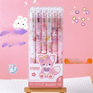 Stylo Gel Effaçable Renard Rose 0.5mm Stylo Gel de Presse en Plastique pour les Élèves du Primaire Facile à Effacer Valeur Haute Couleur Cristal Bleu Fille - Product Image 6