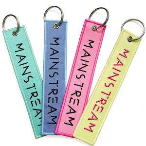 <b>Custom</b> Jet Tag Anime Embroidery Keychain Flight Fabric Woven <b>Key</b> Holder With Double-Sided Embroidered Design - Product Image 2