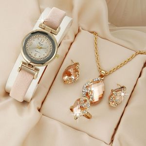 <strong>Sloggi</strong> Popular Retro Women's Candy Color Small Fresh Thin Belt Simple Watch Fashionable Student Rhinestone Jewelry Set