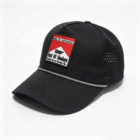 Casquette de golf pour homme à 5 panneaux avec logo personnalisé en PVC, perforations découpées au laser, imperméable, avec cordon, en polyester, casquette de baseball sportive