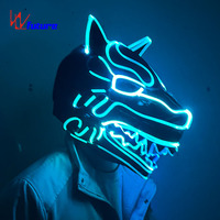 Casque de loup lumineux à fibres optiques pour soirée en boîte de nuit, spectacle, performance sur scène, festival de danse, accessoires de cosplay