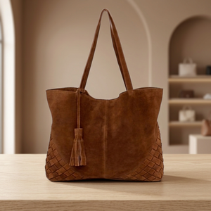 Sacs à main de soirée et de voyage en cuir véritable, imperméables, légers, grande capacité, avec deux poignées robustes et fermeture éclair, BS International - Product Image 5