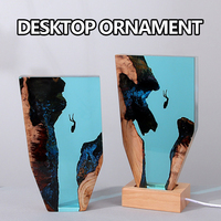 Lampe créative en résine époxy et bois, faite à la main, multicolore, thème océan, lampe aquatique, plongée en eaux profondes, pour les passionnés de plongée en grotte