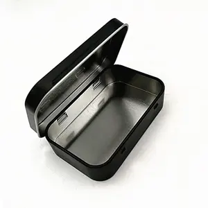 卸売 黒金属ブリキ-金属製の小さな長方形シルバーブラックレッドカスタムOEMパーソナライズされたミントキャンディーおもちゃのブリキの箱