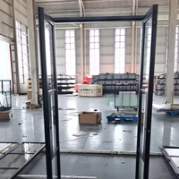 Porte extérieure en acier avec vitrage intérieur, portes en verre pour restaurant, porte d'entrée double en acier et verre