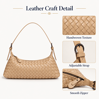 Sac à main vintage en cuir PU tressé, style minimaliste français, décontracté, avec bandoulière réglable, résistant à l'eau, grande capacité pour femme - Personnalisable