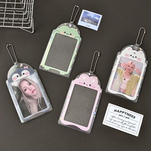 Porte-cartes personnalisé Kpop transparent avec paillettes, mignon, grenouille, <span class=keywords><strong>pingouin</strong></span>, 3 pouces, PVC, pour étudiantes, cœur, petit porte-cartes, rangement de cartes aléatoires. - Product Image 4