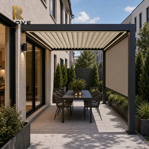 Pérgola Motorizada de Aluminio RKOVE RK-C1 3*3 con Pantallas Enrollables y Luz LED, Techo de Láminas Impermeable, Gazebo para Patio Exterior con Privacidad - Product Image 1