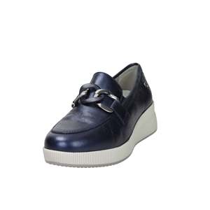 Mocassini Cinzia Soft da donna in pelle blu, slip-on, comodi. - Product Image 1