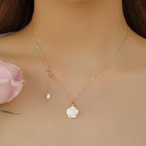 Exquisitely Designed Natural Pearl Mother <b>Rose</b> Collarbone Chain Pendant Luxury Feminine Charm with <b>Light</b> Fragrance - Product Image 3