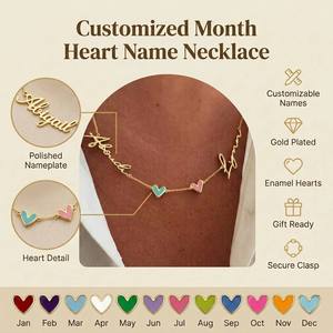 <span class=keywords><strong>Collier</strong></span> personnalisé en acier inoxydable avec pendentifs cœur de <span class=keywords><strong>naissance</strong></span> des 12 mois, bijoux pour cadeaux, marques, dropshipping - Product Image 1