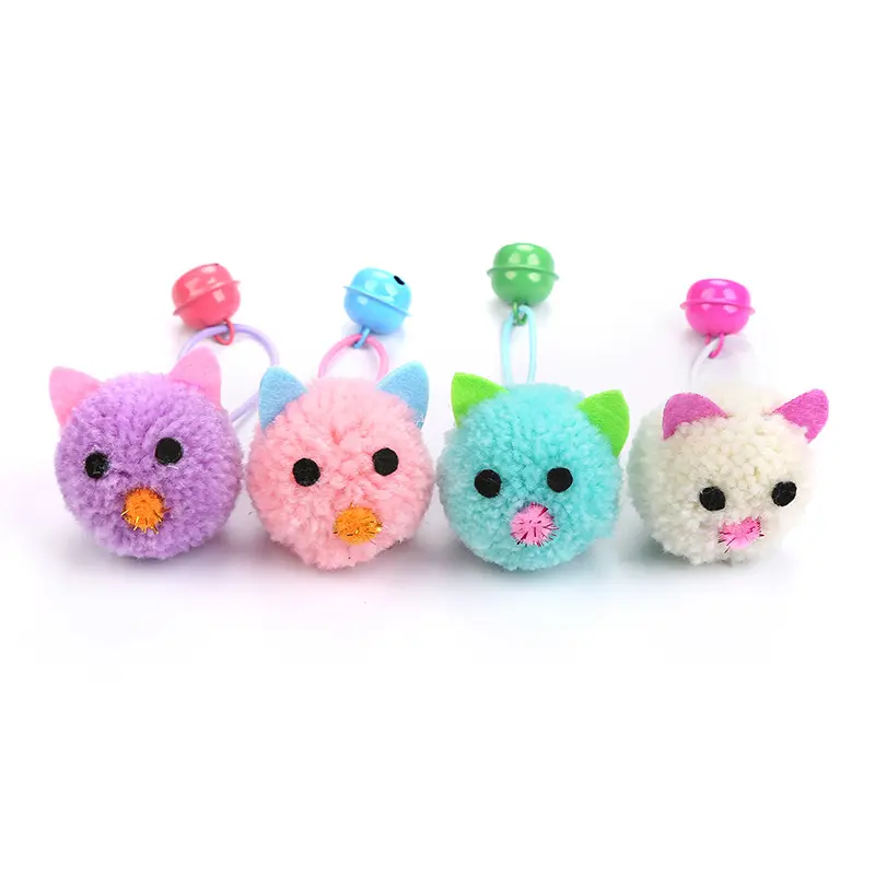 Cabeçote de mouse em forma de gato, sinos engraçados, coloridos, de pelúcia, para animais de estimação, itens interativos, brinquedos de gato, xk0550