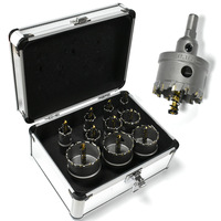 12 pièces 16-55mm TCT Kit de scie cloche en acier inoxydable carbure pointe foret ensemble avec 25mm profondeur de coupe Durable boîte en aluminium incluse