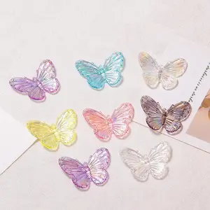 Custom AB Magic butterfly cream fine resin cabochon plastic jewelry package personalized pendant charms for DIY jewelry making