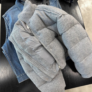 Veste matelassée en coton gris de style coréen 2025 pour femmes, coupe ample, col montant court, épaisse, chaude, polyvalente, en spandex - Product Image 3