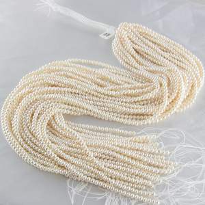 Perles d'eau douce presque rondes pour Xiaomi, 3-4 mm, blanches, petites, collier, perles lisses sans défaut, vente en gros - Product Image 5