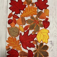 Nappe de table moderne en tissu 100 % polyester brodé, motif ajouré, réutilisable, 28x43cm, Ventes directes usine, Décoration de Noël, Récolte d'automne
