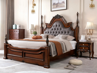 Ensemble de meubles de chambre à coucher de haute qualité en bois, lit double de princesse, design européen