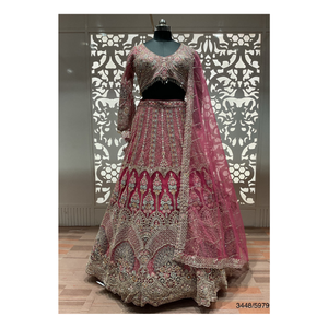 Lehenga en tissu Georgette et filet vibrant pour femmes pour les réceptions Mehndi et les fêtes traditionnelles - Product Image 1